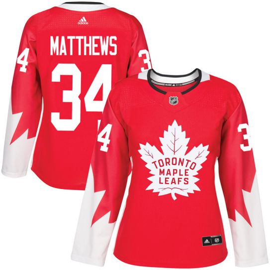 2017 NHL Toronto Maple Leafs women #34 Auston Matthews red jersey